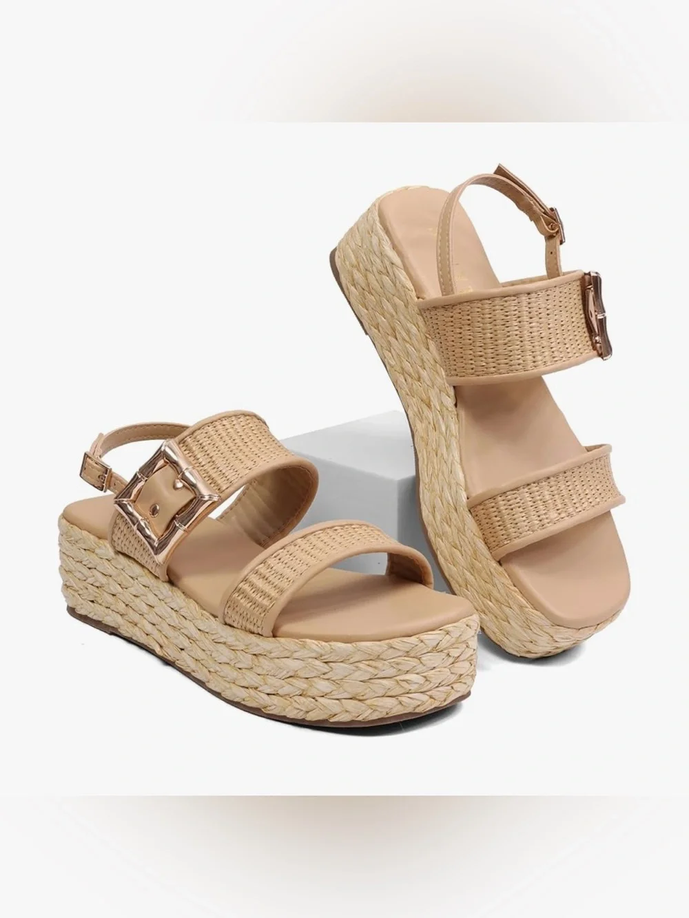 Women’s Platform Sandals Open Toe with Buckle Strap